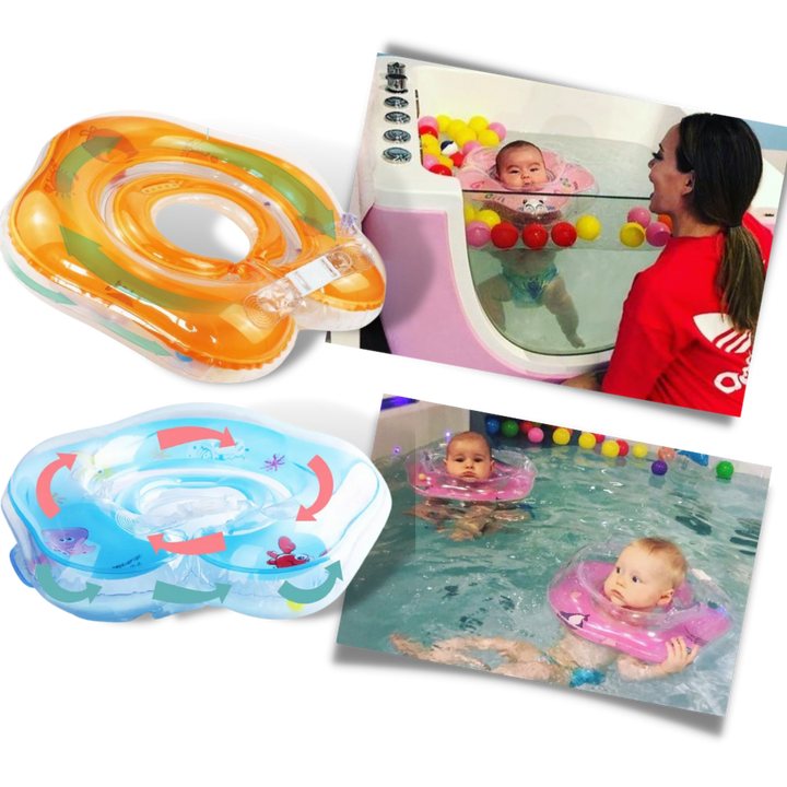 Toddler & infant swim aid: secure double chamber neck float for safe water fun and early swimming lessons.
