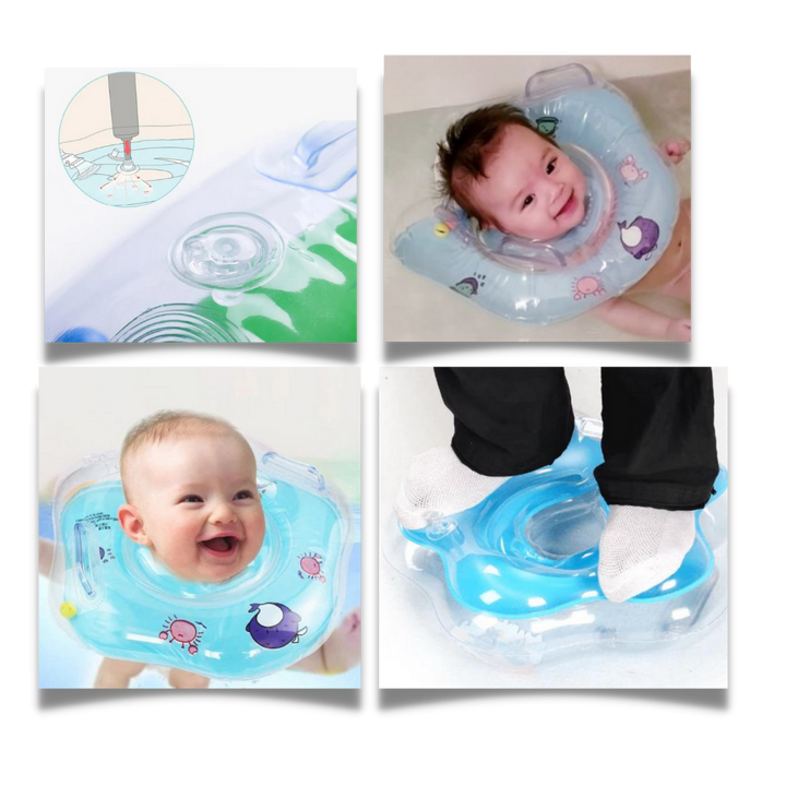Baby pool water safety neck float, secure double chamber design for infants and toddlers learning to swim.