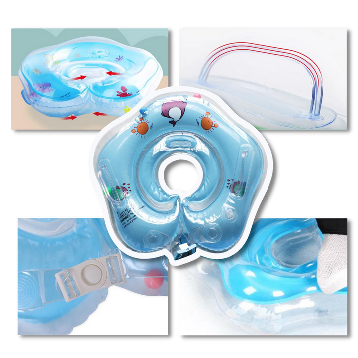 Durable PVC baby neck float, a safe swimming aid for babies, perfect for bath, pool, and water fun.