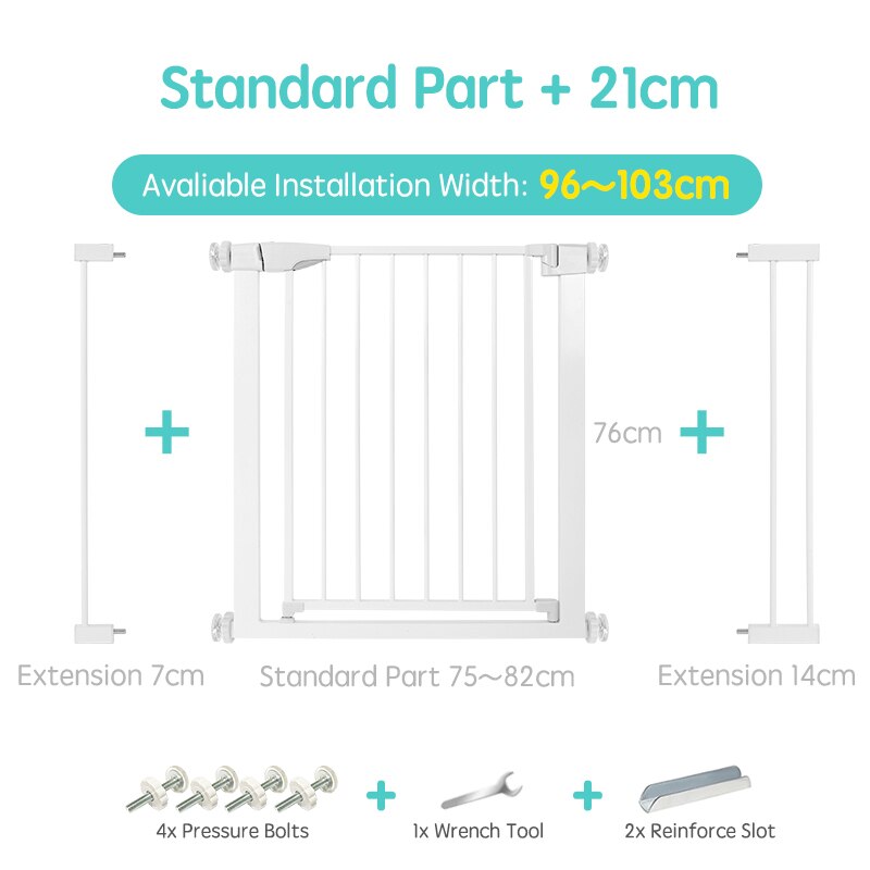 Close-up of the secure locking mechanism on a baby stair gate