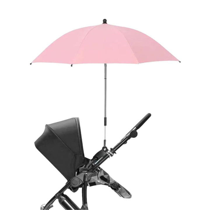 Outdoor baby gear: portable umbrella with clamp for stroller sun protection.