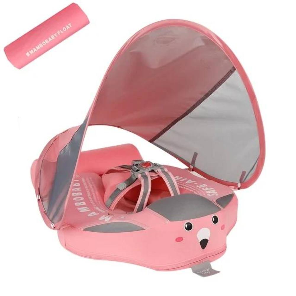Fun baby gear: sunshade canopy swim float for outdoor water play