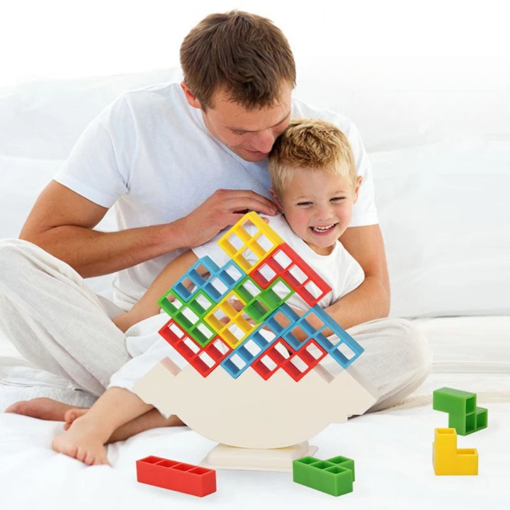 Toddler's balance stacking toy, a fun logic game promoting hand-eye coordination and preschool learning.