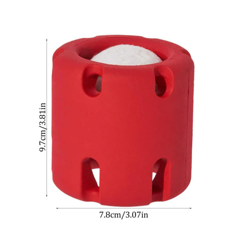 Close-up of the durable BallTrap interactive dog puzzle toy in action
