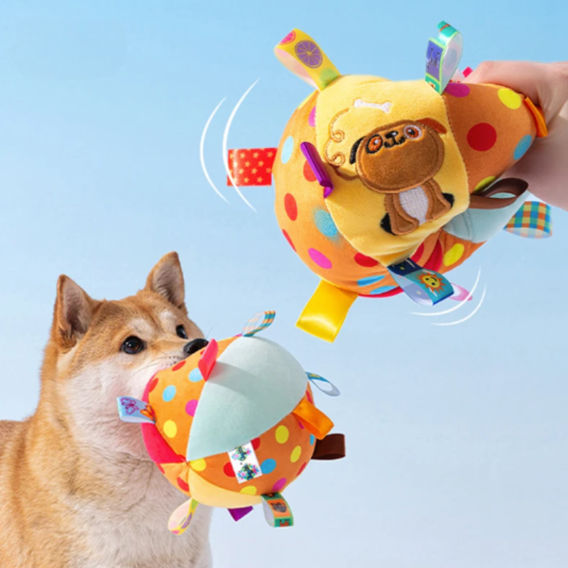 BarkBoop interactive plush dog ball toy for engaging playtime and mental stimulation.