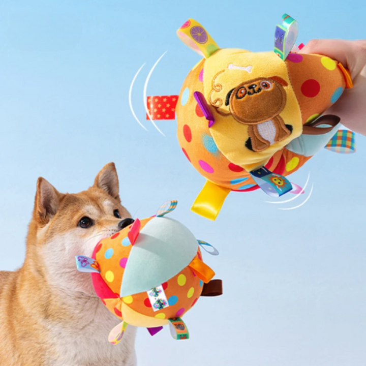 BarkBoop interactive plush dog ball toy for engaging playtime and mental stimulation.