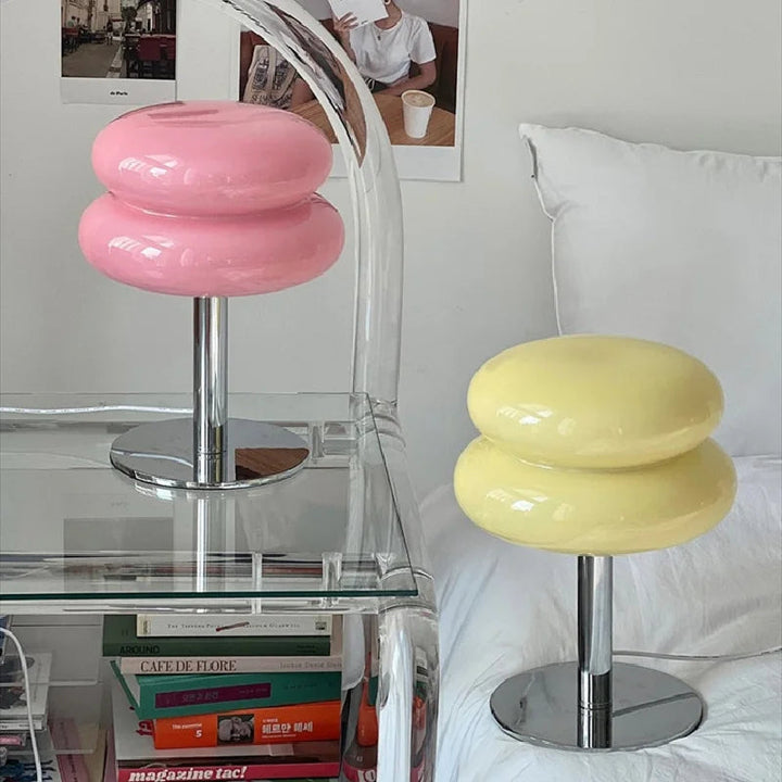 Contemporary Bauhaus-inspired LED table lamp. Dimmable, elegant design for sophisticated indoor lighting.