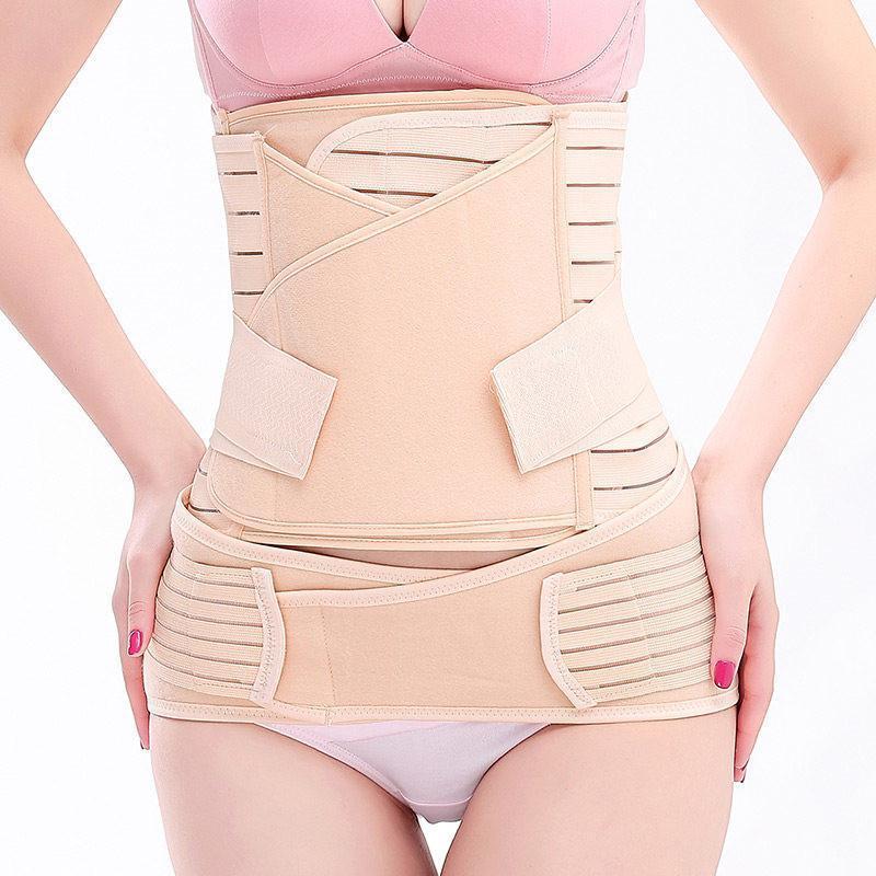 Beige Women's 3-in-1 Postpartum Recovery Belt & Support Wrap for maternity belly and waist trainer comfort.