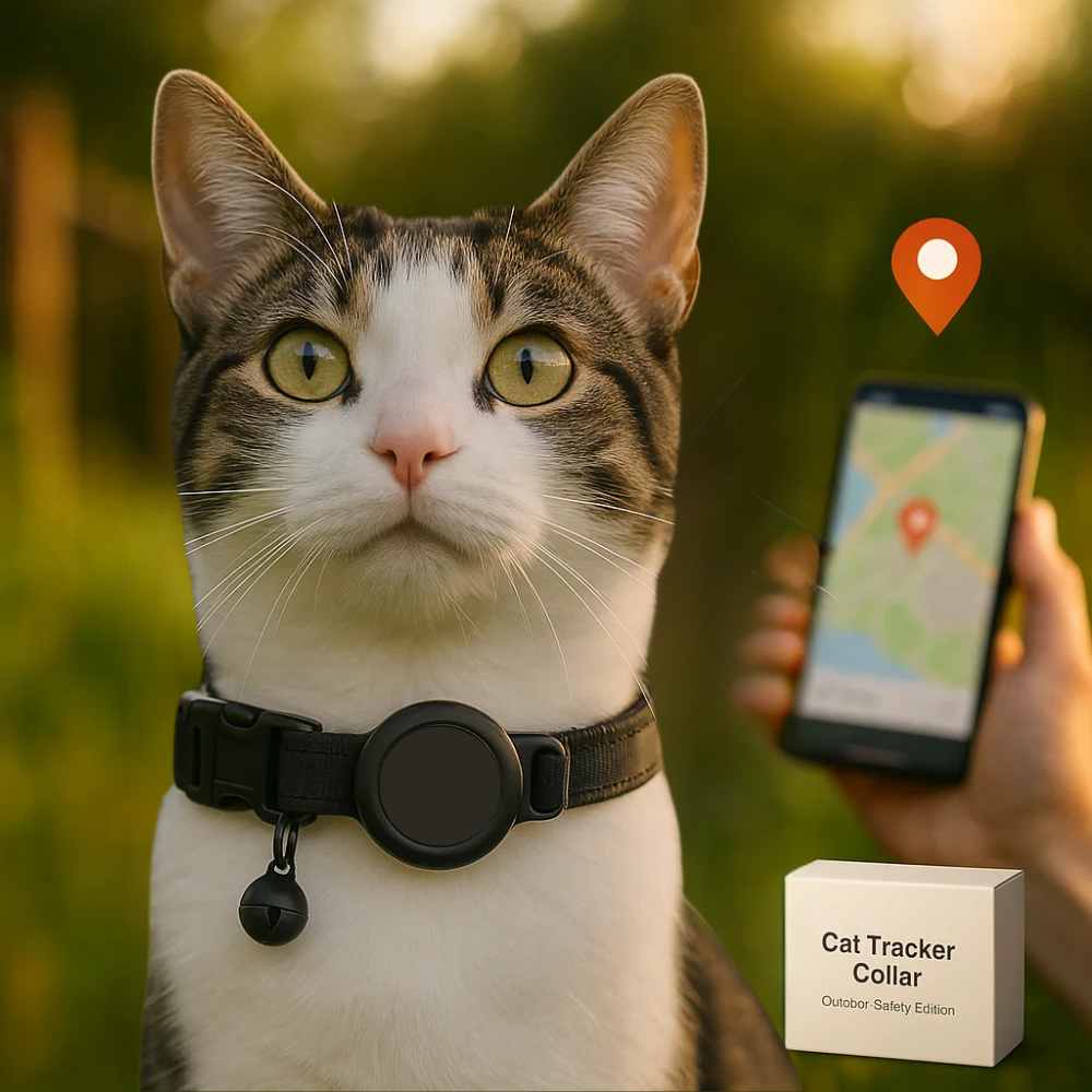Easy-to-use quick release GPS tracker cat collar, reflective for night safety, adjustable for a perfect fit.