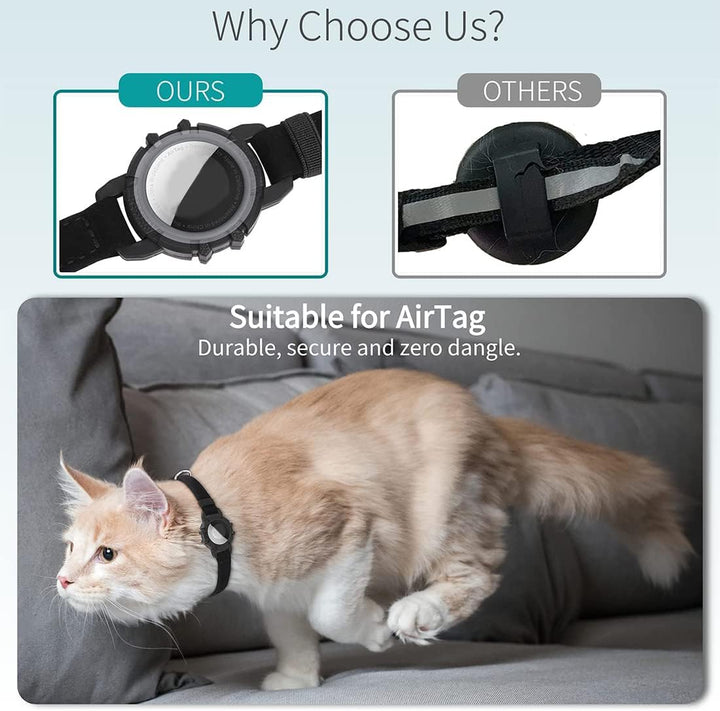 Prevent cat loss with this GPS tracker collar, reflective for night, quick release for safety. Adjustable fit.
