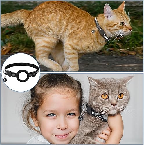 Visible reflective GPS tracker cat collar, quick release for security. Adjustable for outdoor cat safety.