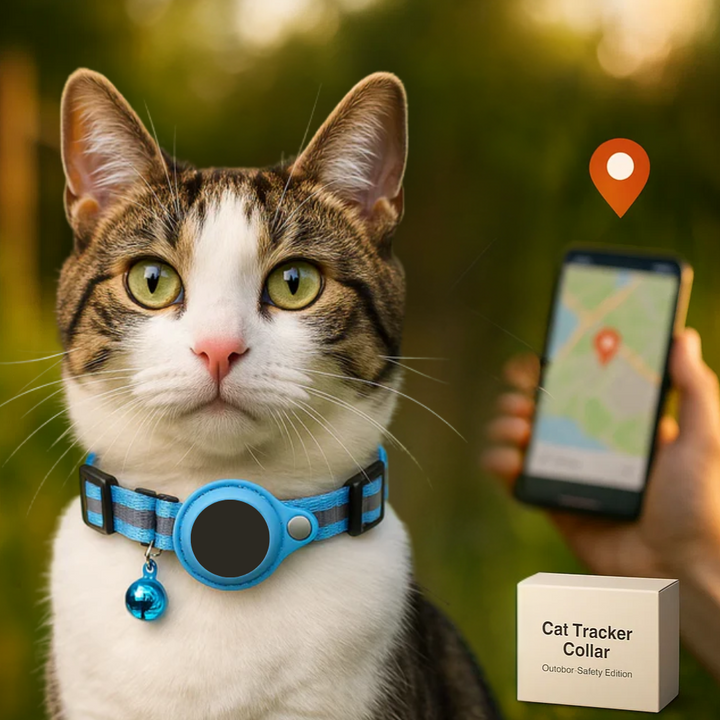 Durable GPS tracker collar for outdoor cats, reflective and quick release for ultimate pet safety and visibility.