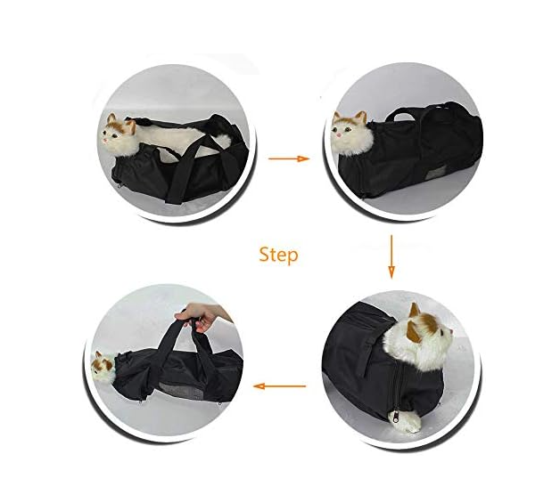 Effective cat grooming bag for all pet care needs. Makes nail trimming easier & less stressful for cats.