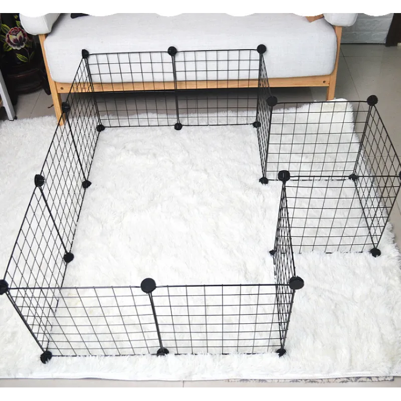 Versatile black wire dog fence, 6 panels create a secure indoor dog playpen or outdoor pet enclosure.