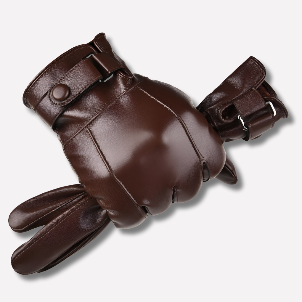 Brown men's fashionable leather driving gloves. Warm, stylish, & perfect cold weather fashion accessory.