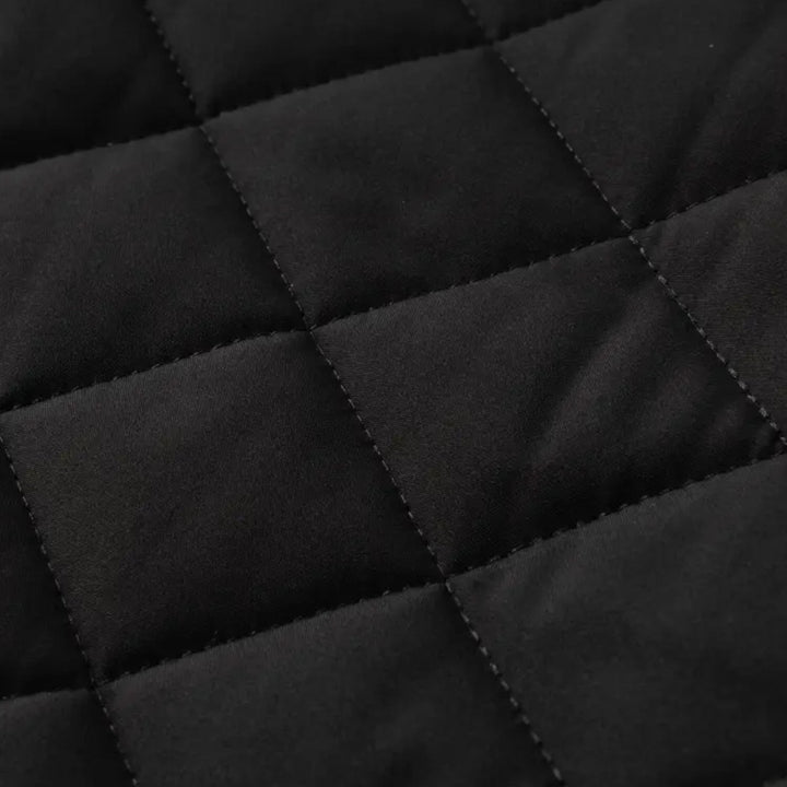 Black men's everyday quilted jacket, warm & stylish for winter comfort.
