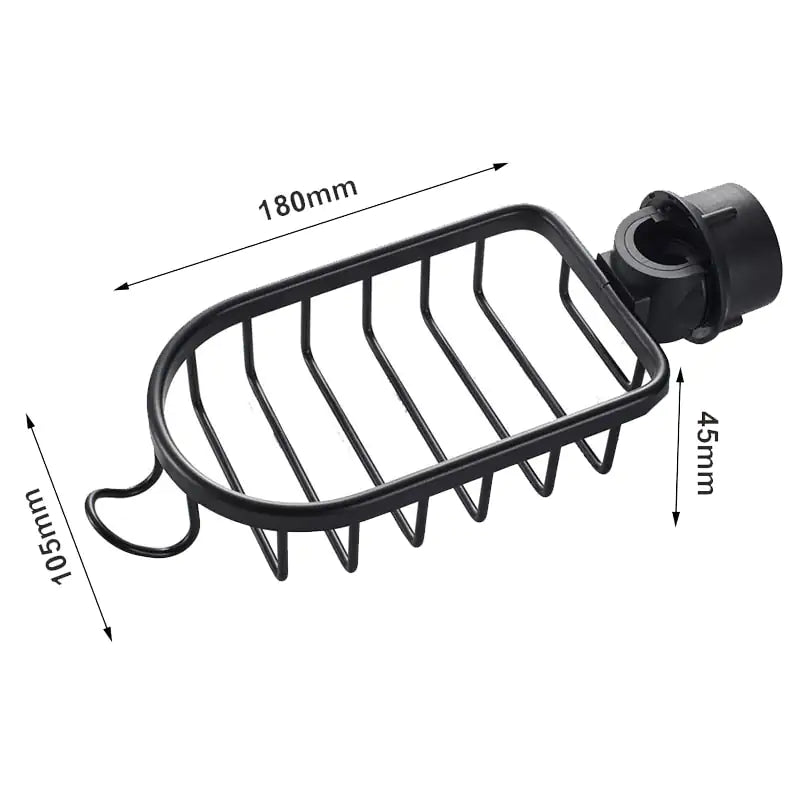 Durable black shower storage caddy with multiple tiers and hooks, maximizing space for toiletries & sponges.