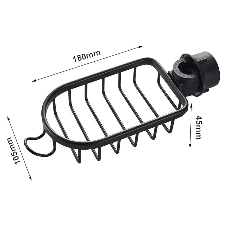 Durable black shower storage caddy with multiple tiers and hooks, maximizing space for toiletries & sponges.