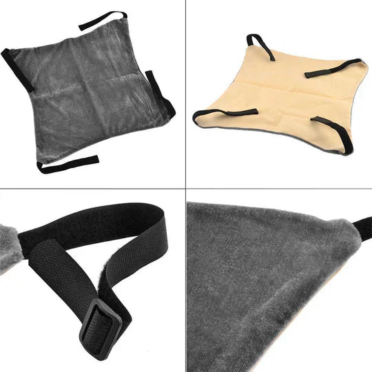 Black Ultra Cozy Cat Hammock, a space-saving washable pet bed for feline sleeping comfort and relaxation.