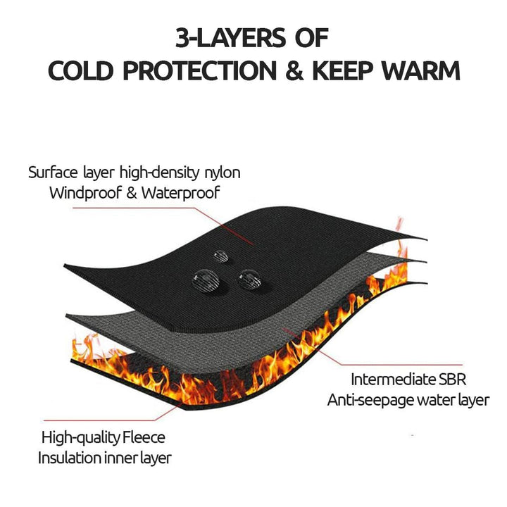 Black thermal electric cycling gloves, waterproof & windproof, offering superior hand warmth for winter rides.
