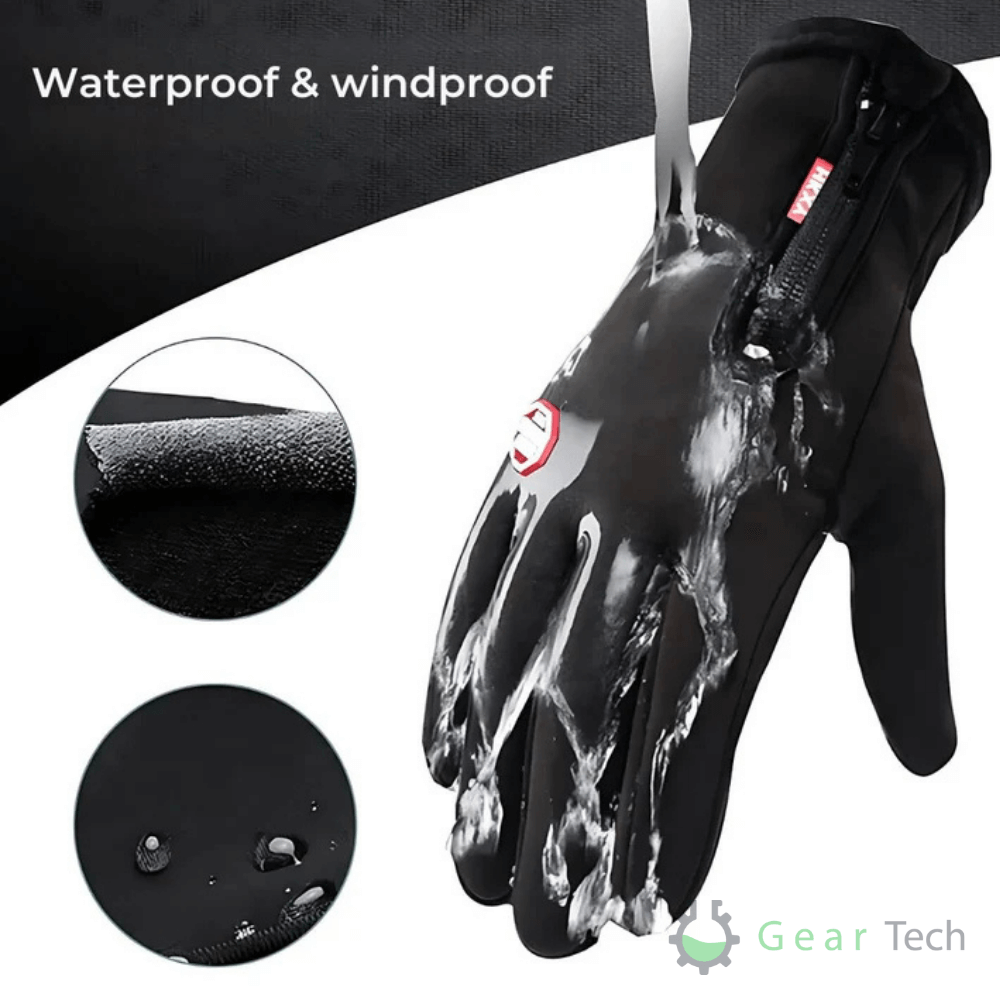 Unisex electric heated winter gloves, black, waterproof for all cold weather outdoor gear like cycling & skiing.
