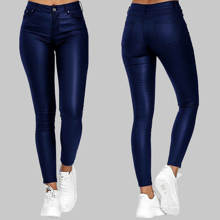 Black Unisex Skinny High-Waist Pants offering a modern, flattering slim fit for versatile fashion.