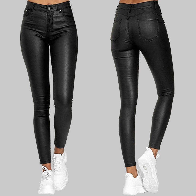 Flattering Unisex Skinny High-Waist Pants with a comfortable slim fit, perfect for a modern versatile look.