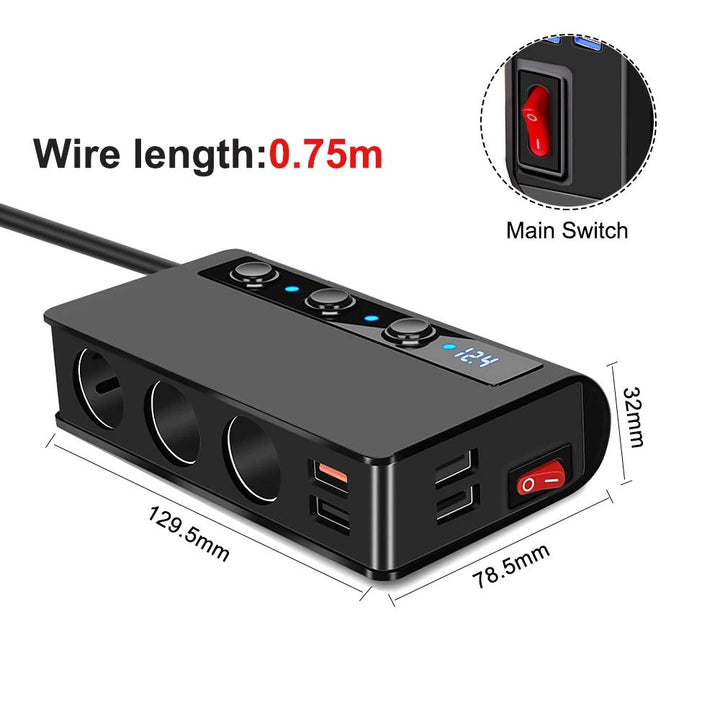 Essential car charger adapter for fast charging multiple devices with 4 USB ports & lighter socket.