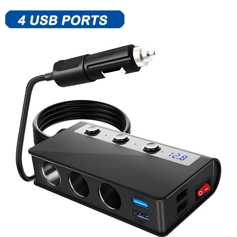 Keep electronics powered on road trips with this multi-port fast USB car adapter & lighter.