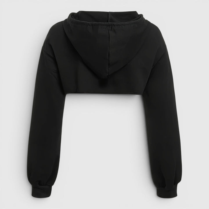 Stylish women's cropped hoodie, long sleeve casual pullover, perfect for spring & fall fashion.
