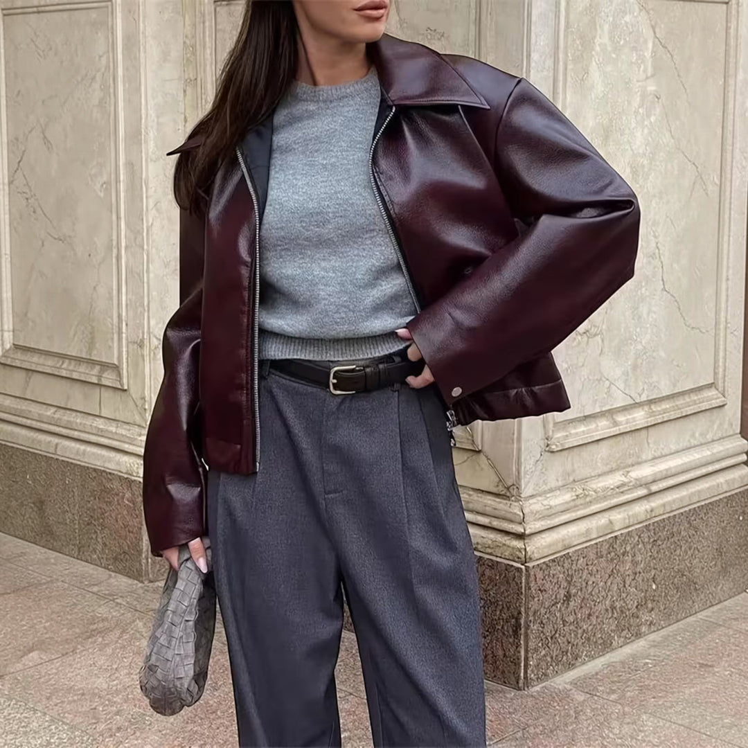 All-season women's casual moto jacket, chic lapel collar makes it a fashion statement piece.