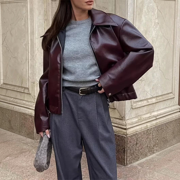 All-season women's casual moto jacket, chic lapel collar makes it a fashion statement piece.