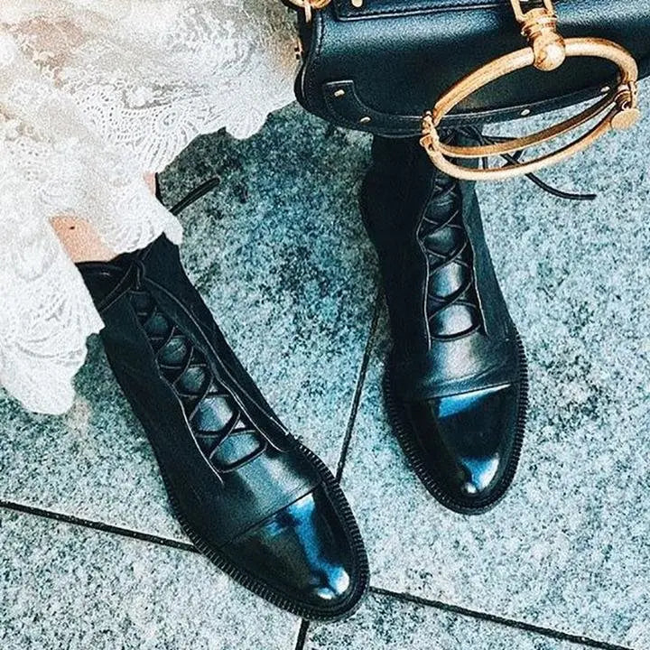 Women's autumn/winter brown lace-up ankle boots. Stylish, comfortable & classic footwear choice.