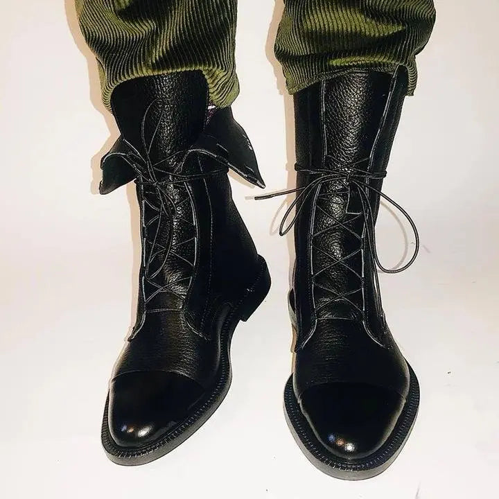 Modern black women's lace-up ankle boots. Combining versatile style with superior comfort.