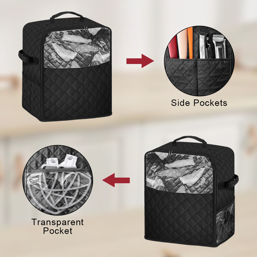 Stylish women's shoe carrier, black with clear window. Padded travel bag for footwear protection & organization.