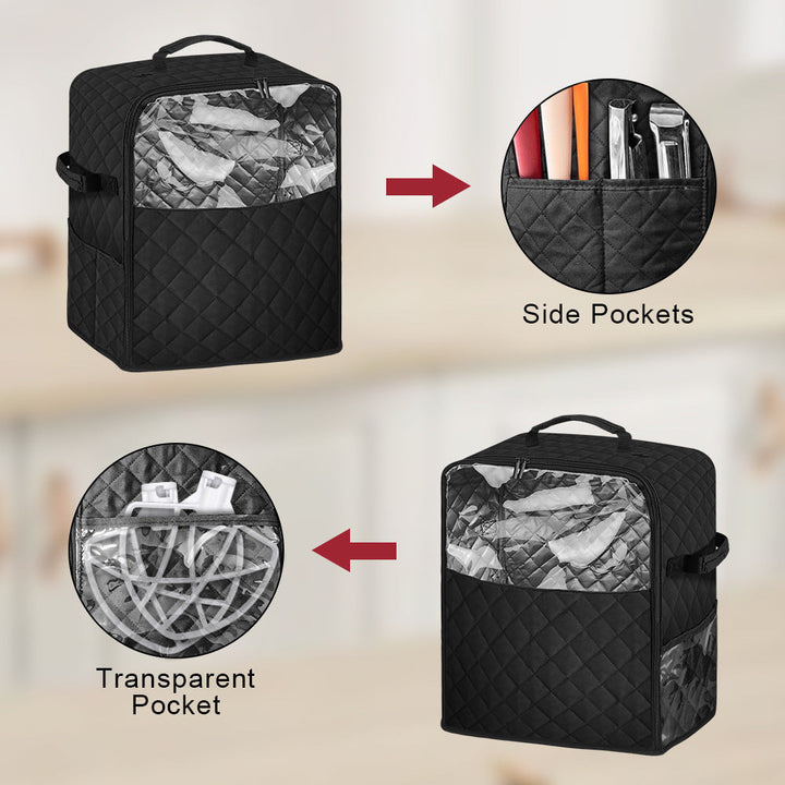 Stylish women's shoe carrier, black with clear window. Padded travel bag for footwear protection & organization.