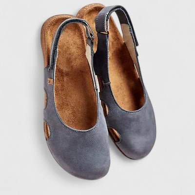 Beige sophisticated women's comfort sandals, ideal for everyday casual wear with arch support & adjustable strap.