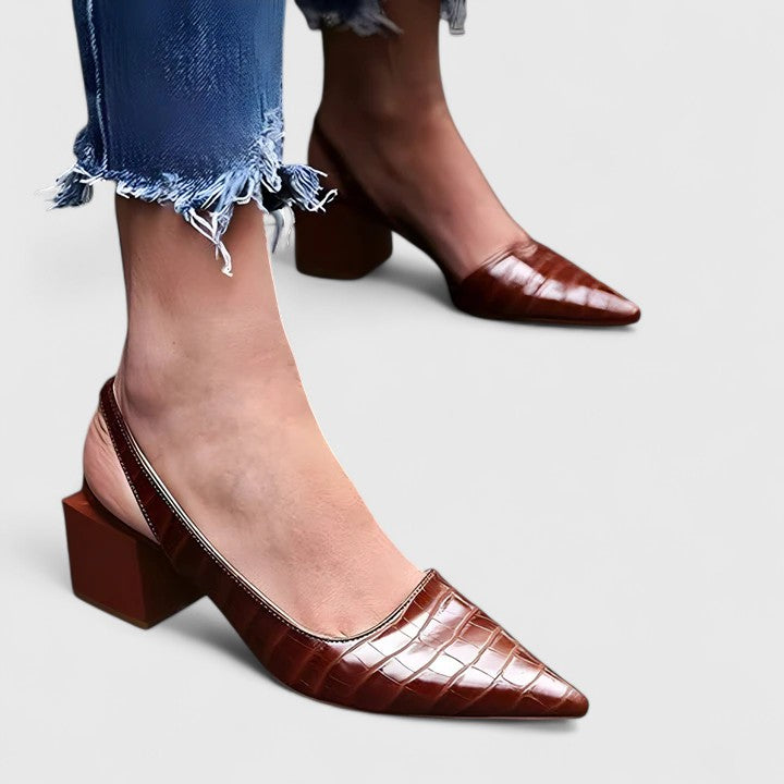 Elegant brown women's heels, perfect for office or formal wear. Stylish & comfortable supportive footwear.