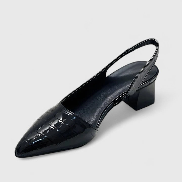 Premium supportive women's heels. Elegant black dress shoes with orthopaedic comfort for all-day wear.