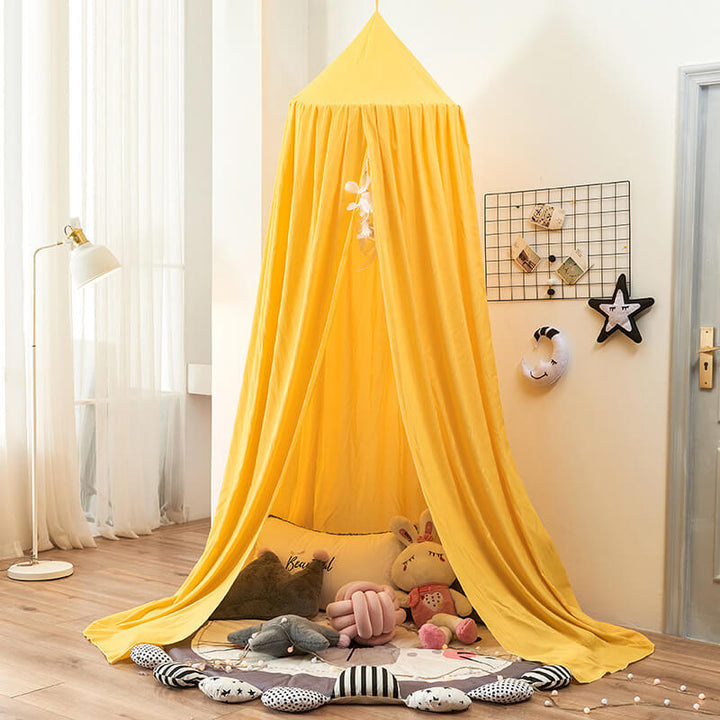 Children's black bed tent canopy, providing a cozy escape and light-blocking for better sleep.