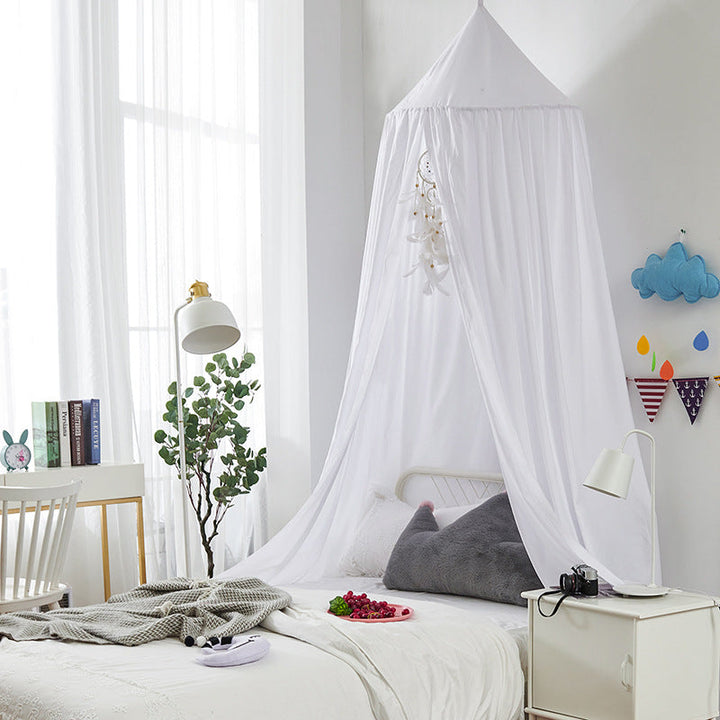 Stylish black blackout canopy for a child's bed, enhancing room decor and promoting sleep.
