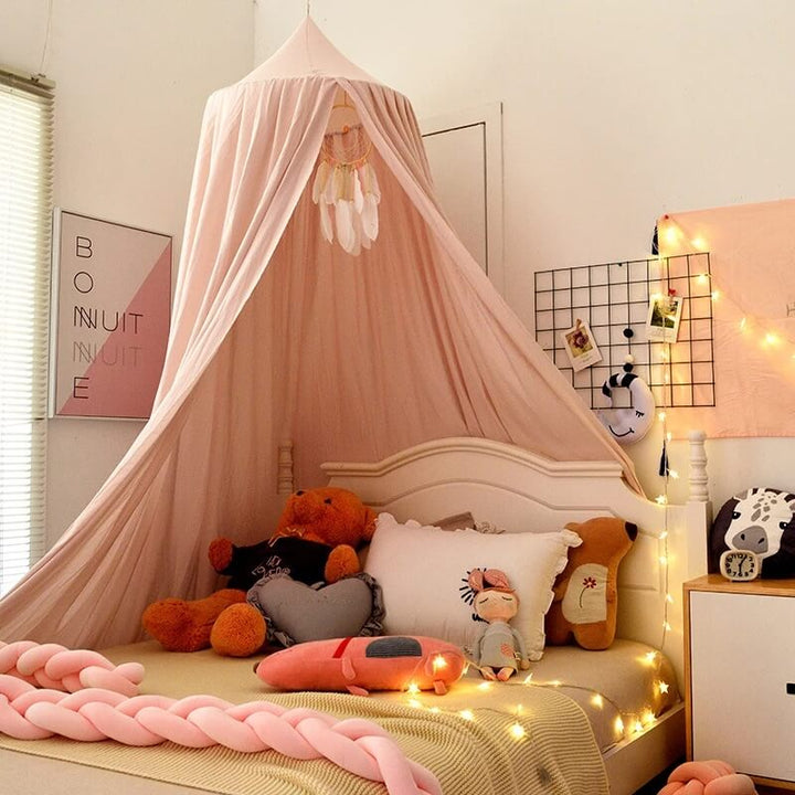 Full view of the black blackout bed canopy, a modern addition to any child's room decor.