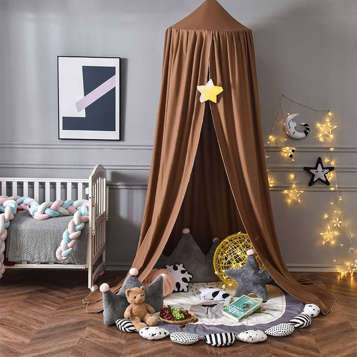 Nursery decor: Blackout bed canopy creating a soothing, dark sleep space for babies & kids.