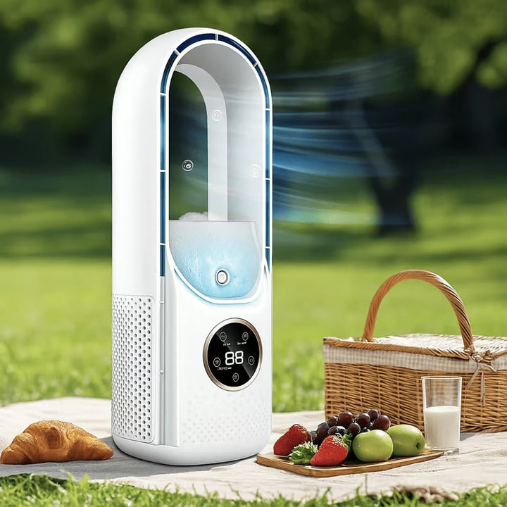 Stay cool with this 6-speed bladeless air cooler & humidifier, USB powered summer essential.