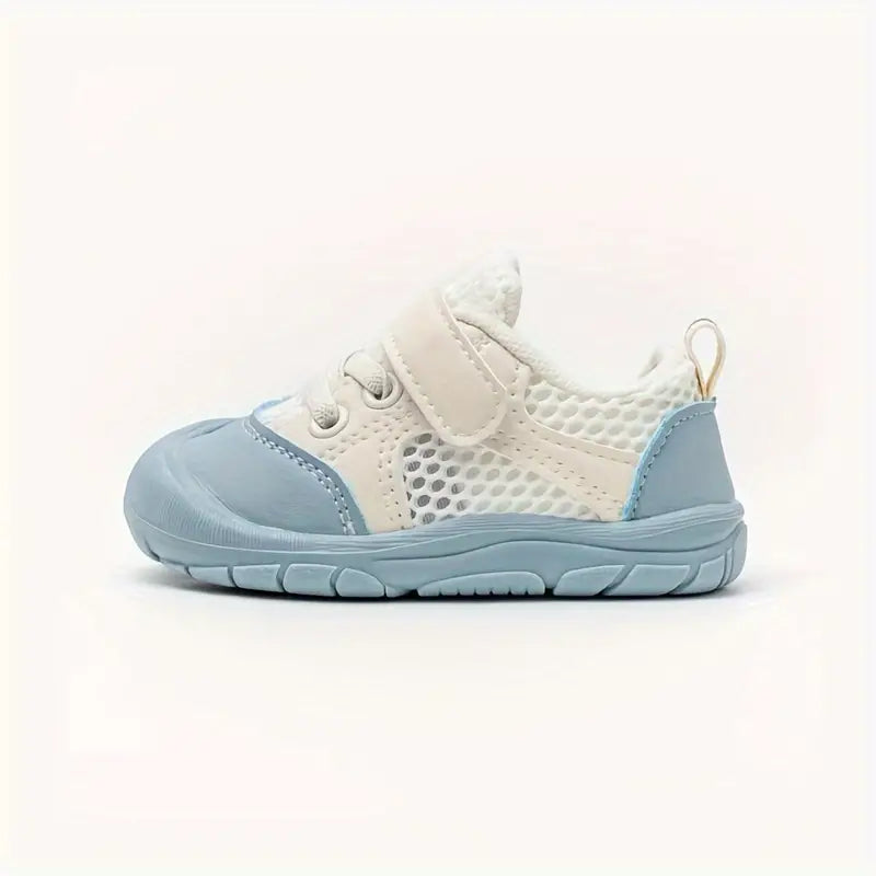 Wide toe box barefoot sneakers in beige, perfect for infant exploration.