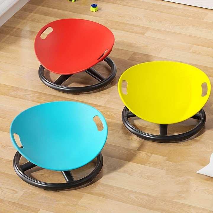 Comfortable blue swivel office chair with ergonomic design for support and mobility.