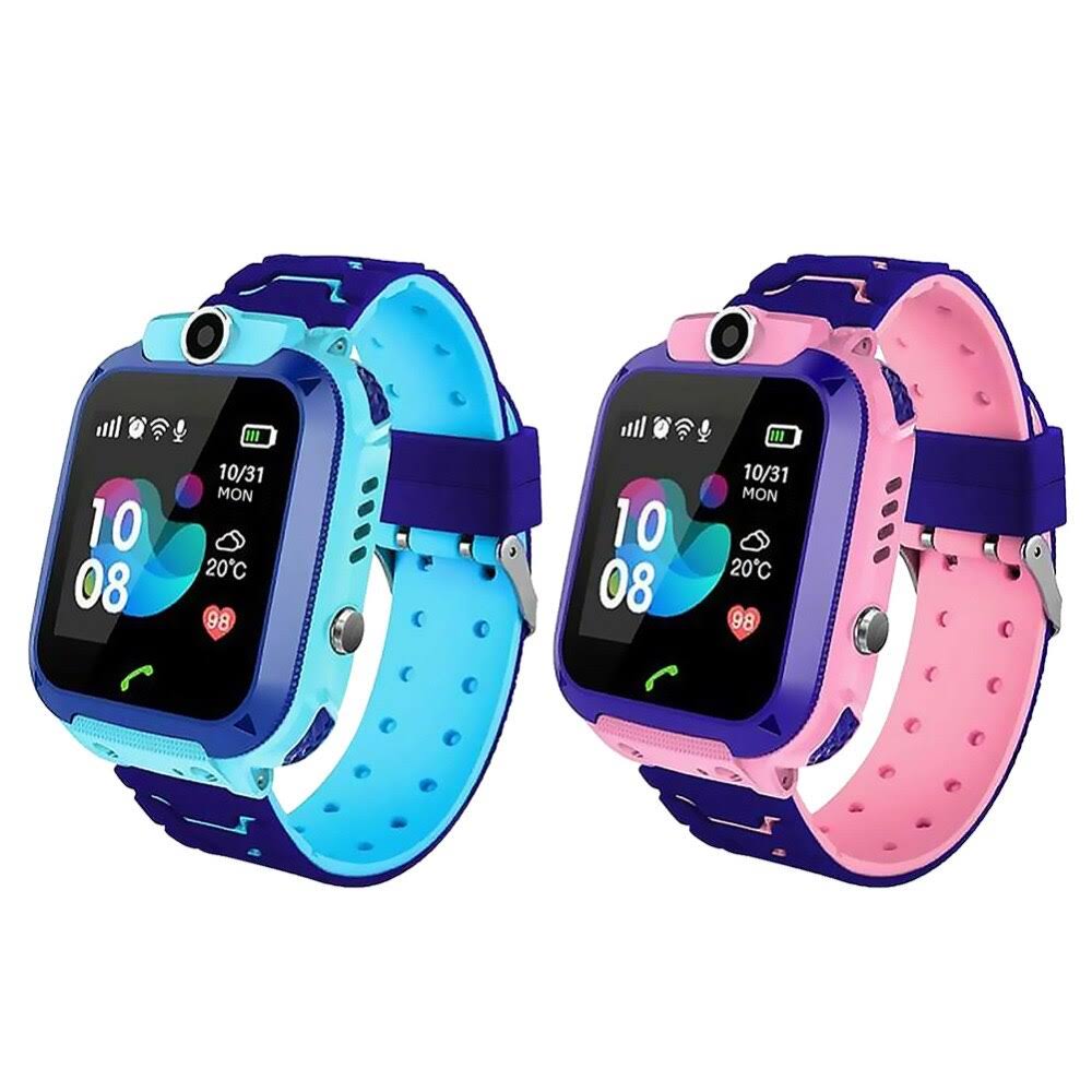 Purple children's GPS tracker smartwatch with SOS and camera, ideal for kids