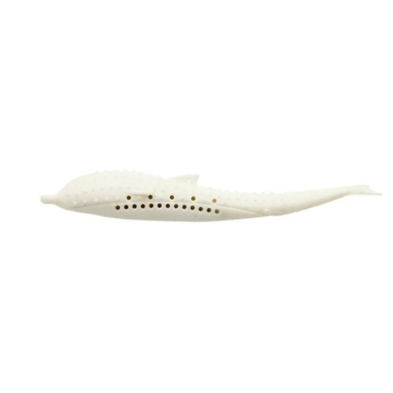 Interactive whale chew toy, perfect for kitten dental health & small dog play. Durable silicone pet toy.