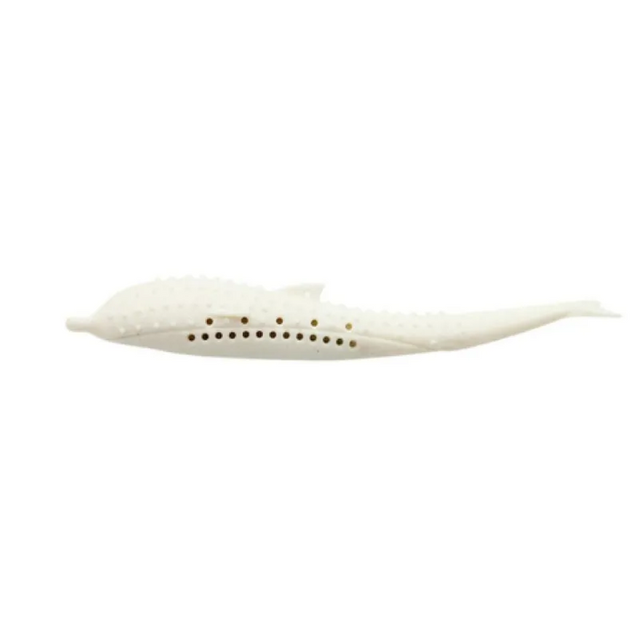 Interactive whale chew toy, perfect for kitten dental health & small dog play. Durable silicone pet toy.