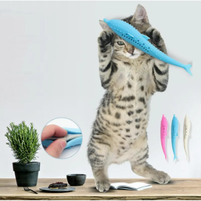Soft yet durable silicone whale chew toy for small dogs & cats. Aids in dental health & provides enriching play.